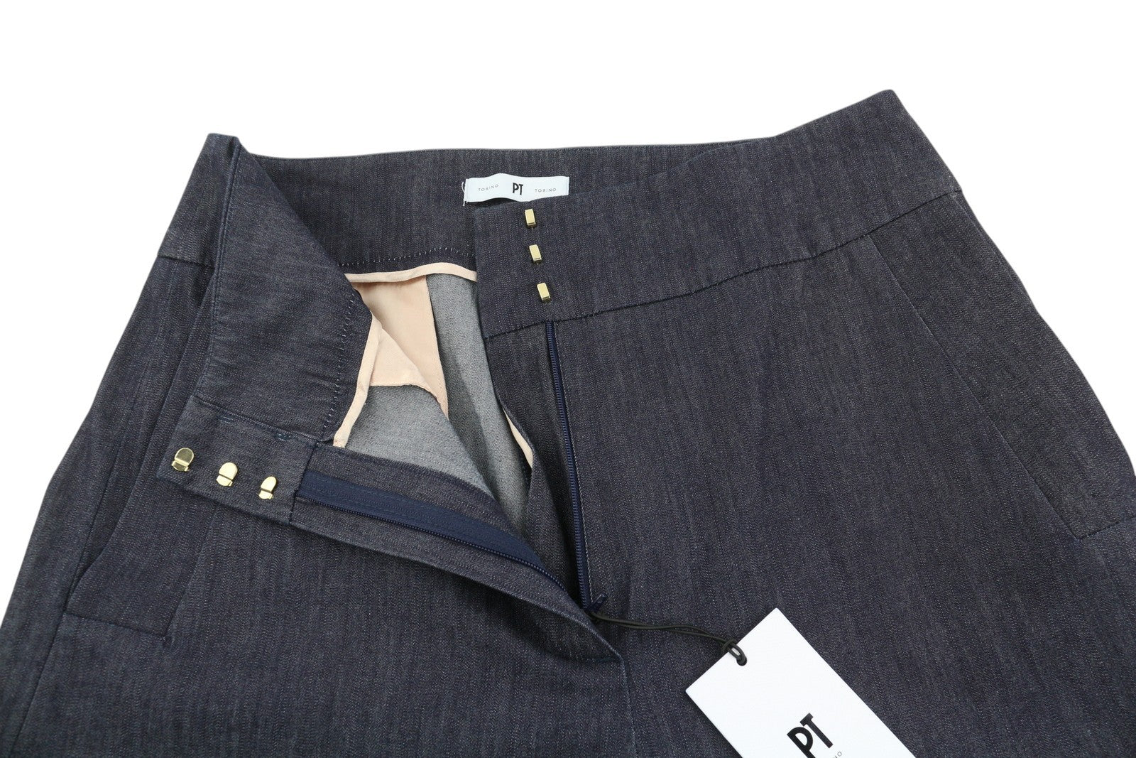 PT TORINO Matilde Women's Trousers 44 W30 Blue Denim Look High Waist Flare