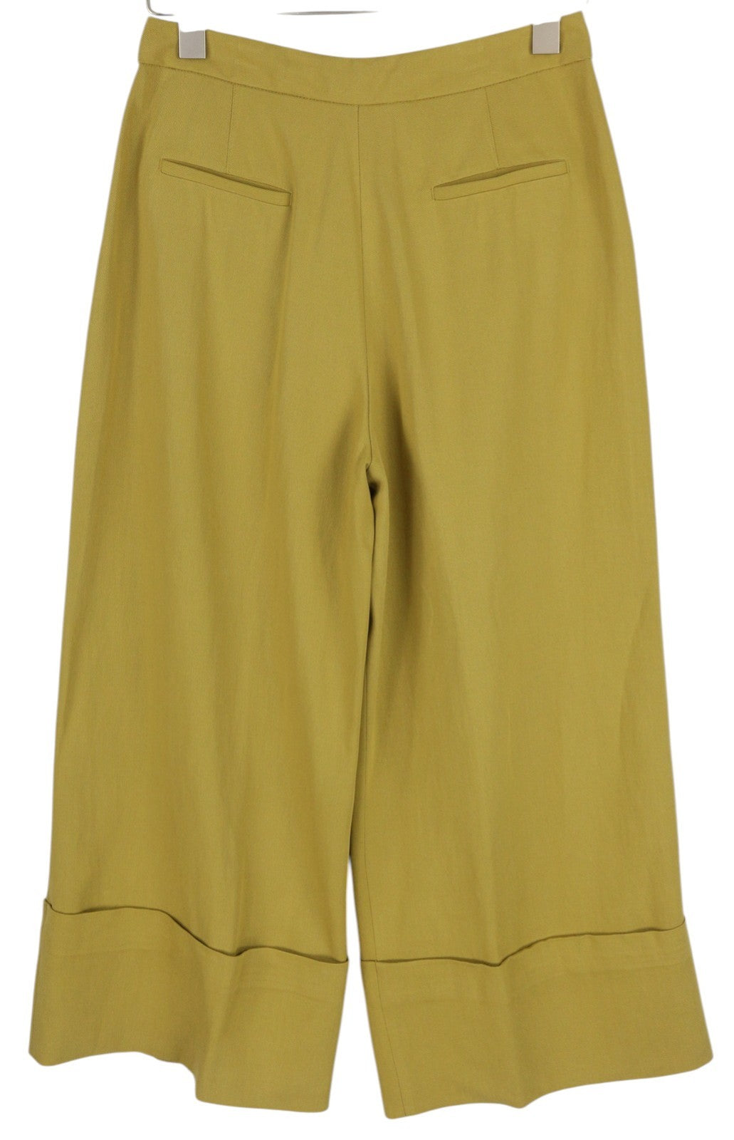 PT TORINO Colette Women's Trousers 42 W30 Green Linen Blend Turn-Up Zip RRP315