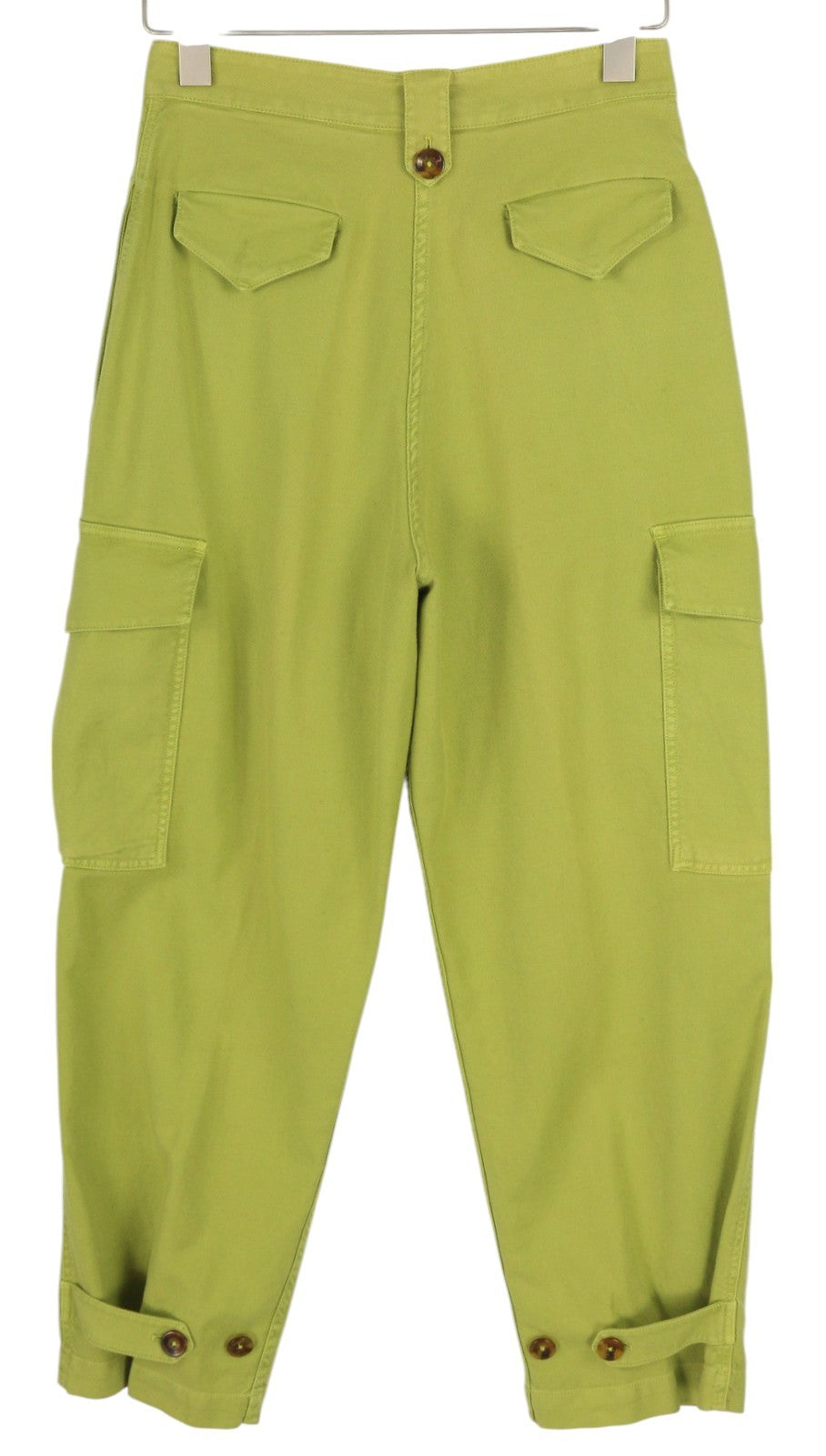 PT TORINO Zoe Women's Trousers 42 W28 Green Linen Cargo High Waist Slim