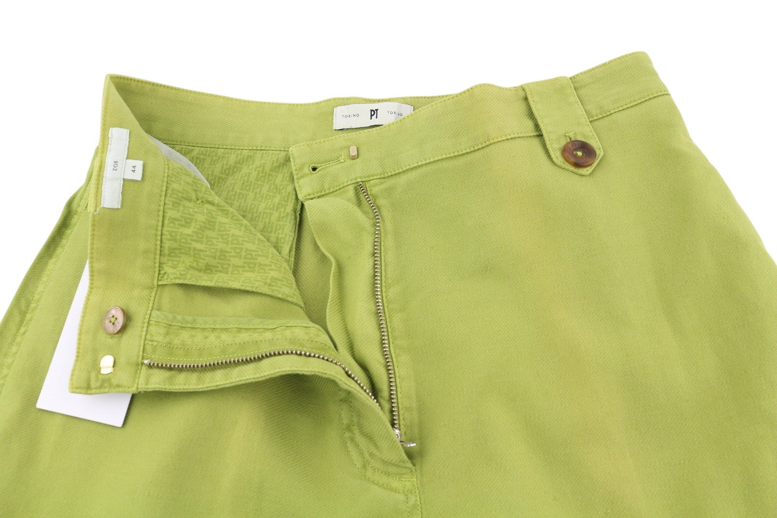 PT TORINO Zoe Women's Trousers 44 W30 Green High Waist Linen Slim Cargo