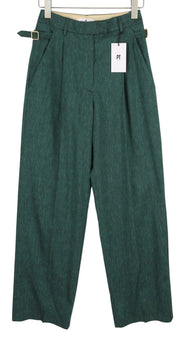 PT TORINO Isabel Women Trousers 40 W26 Fleece Wool Linen Flared Pleated RRP350