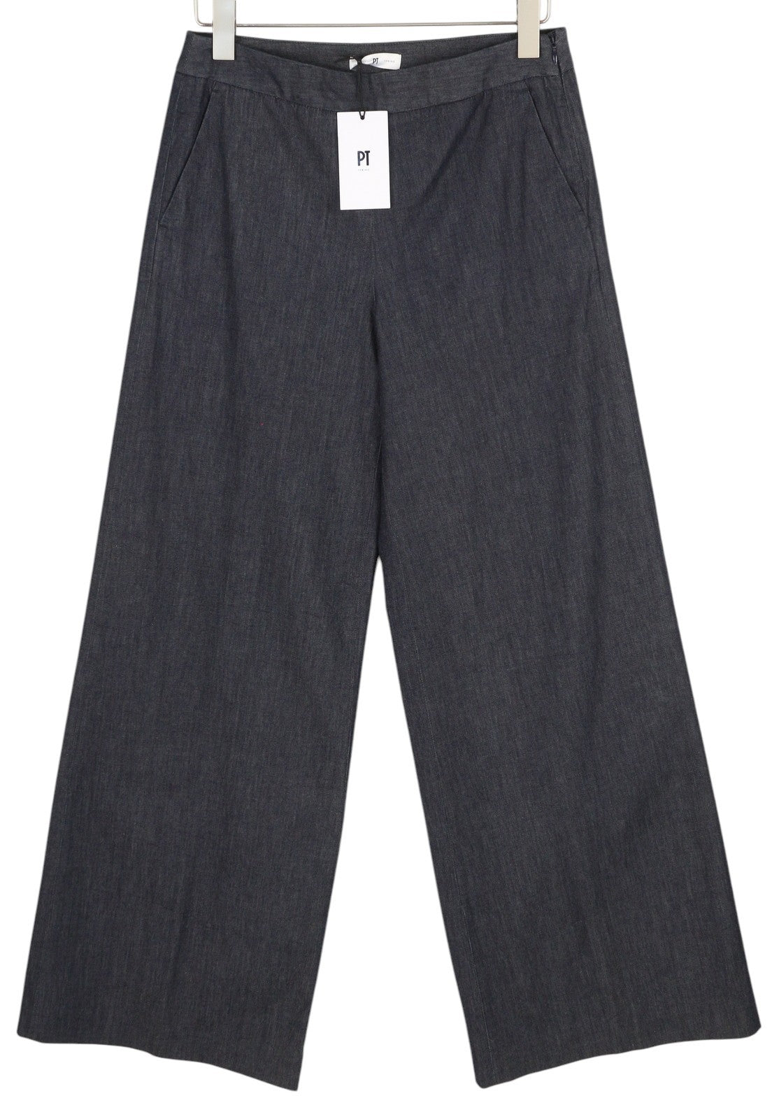 PT TORINO Katharine Women's Trousers 42 W30 Blue Denim Look High Waist Flare