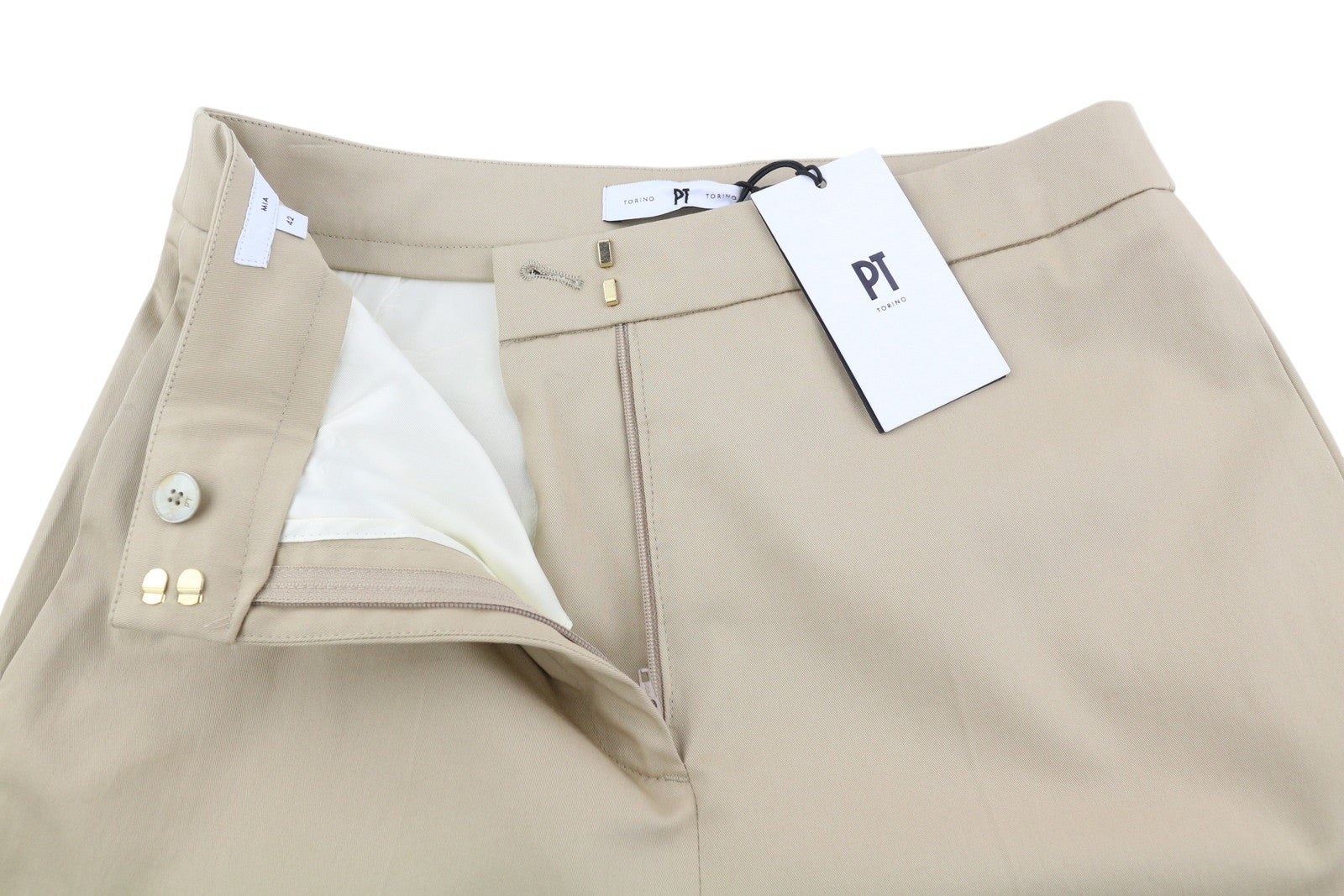 PT TORINO Mia Women's Trousers 42 W28 White Floral Flared High Waist Ankle