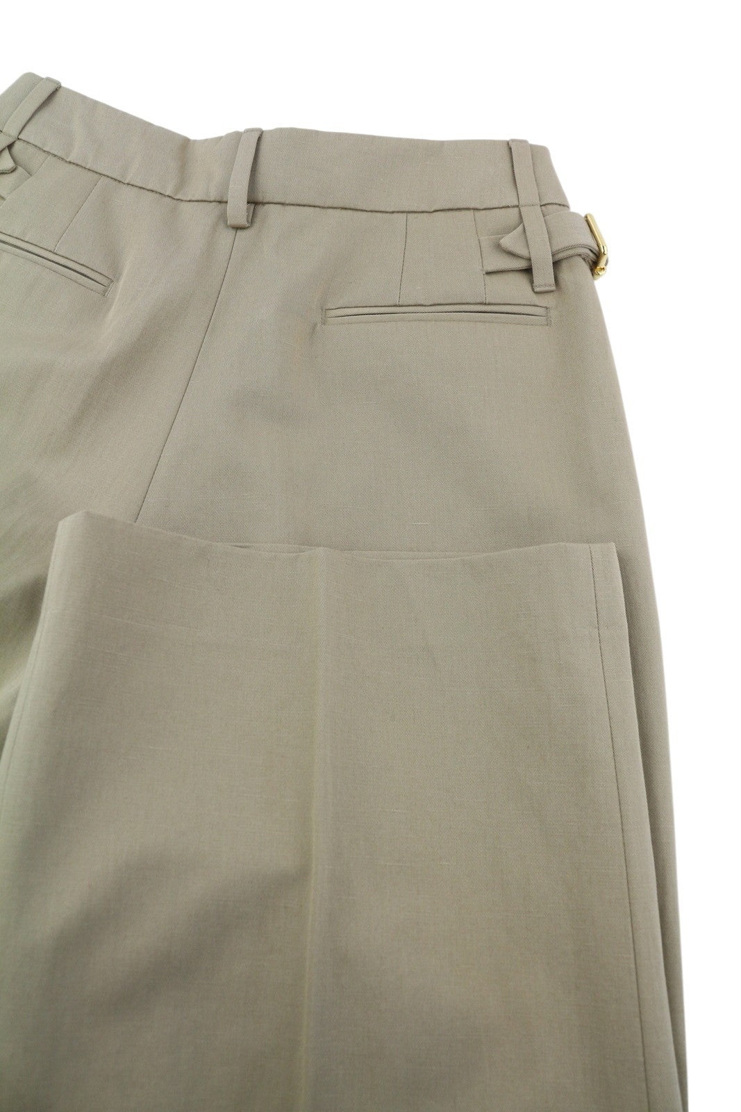 PT TORINO Isabel Women's Trousers 42 W28 Beige Linen Pleated Flared Fit RRP350