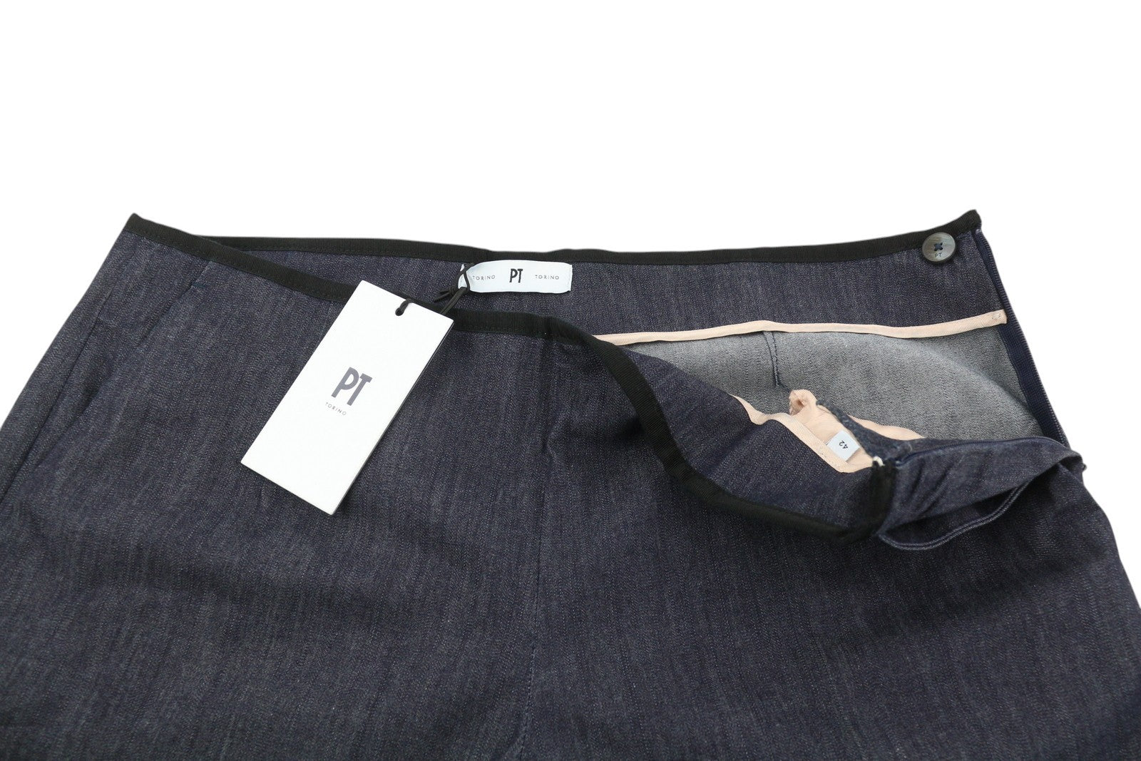 PT TORINO Women's Trousers 42 W31 Denim Look Blue High Waist Flared