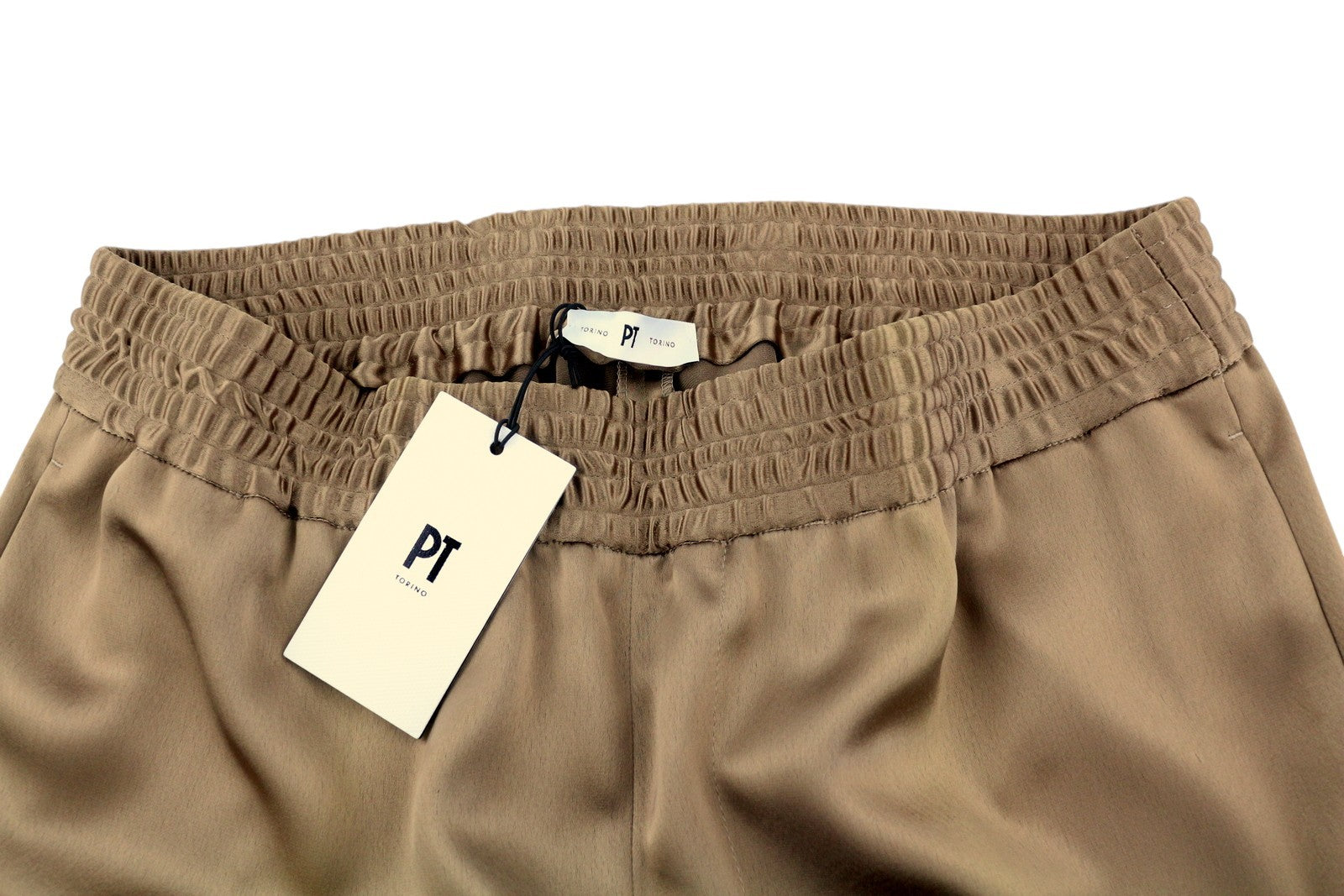 PT TORINO Lydia Women's Trousers 46 W33 Brown Flared Shiny Elastic Waist