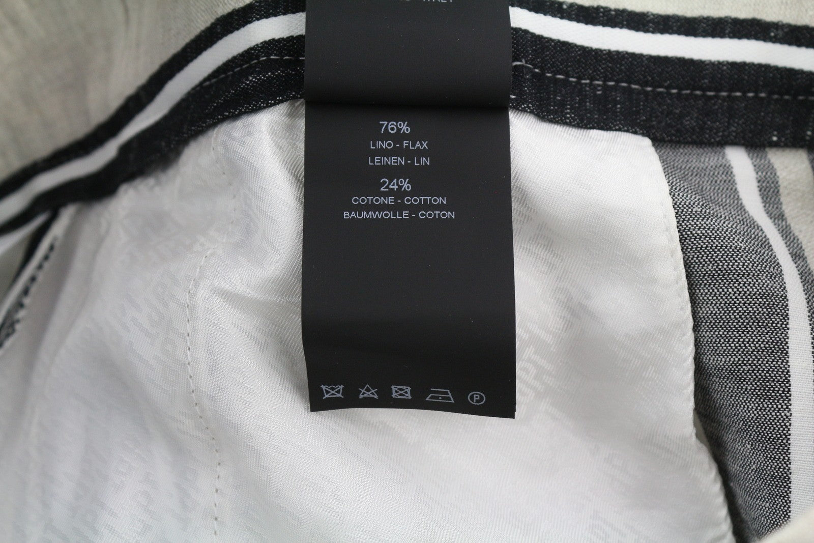 PT TORINO Ambra Women's Trousers 42 W30 Linen Blend Pinstripe Turn-Up Style