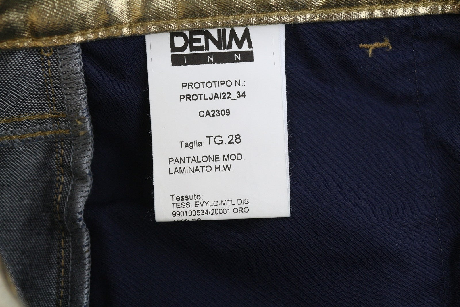 LIU JO Laminato Women's Trousers W28 Gold Shiny Slim Fit Zip Fly Snap Detail