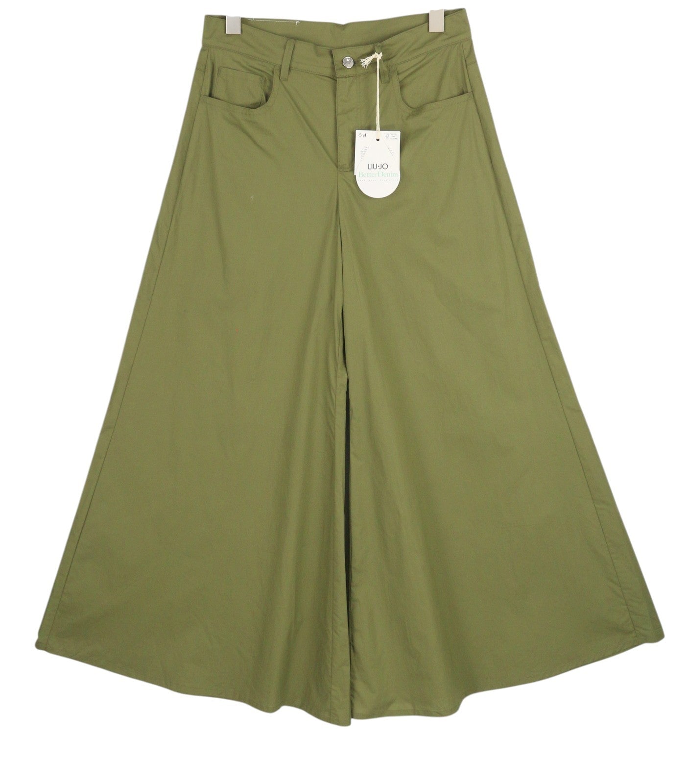 LIU JO Flare Utility Women's Trousers W30 Green Wide Leg Cargo Zip Fly