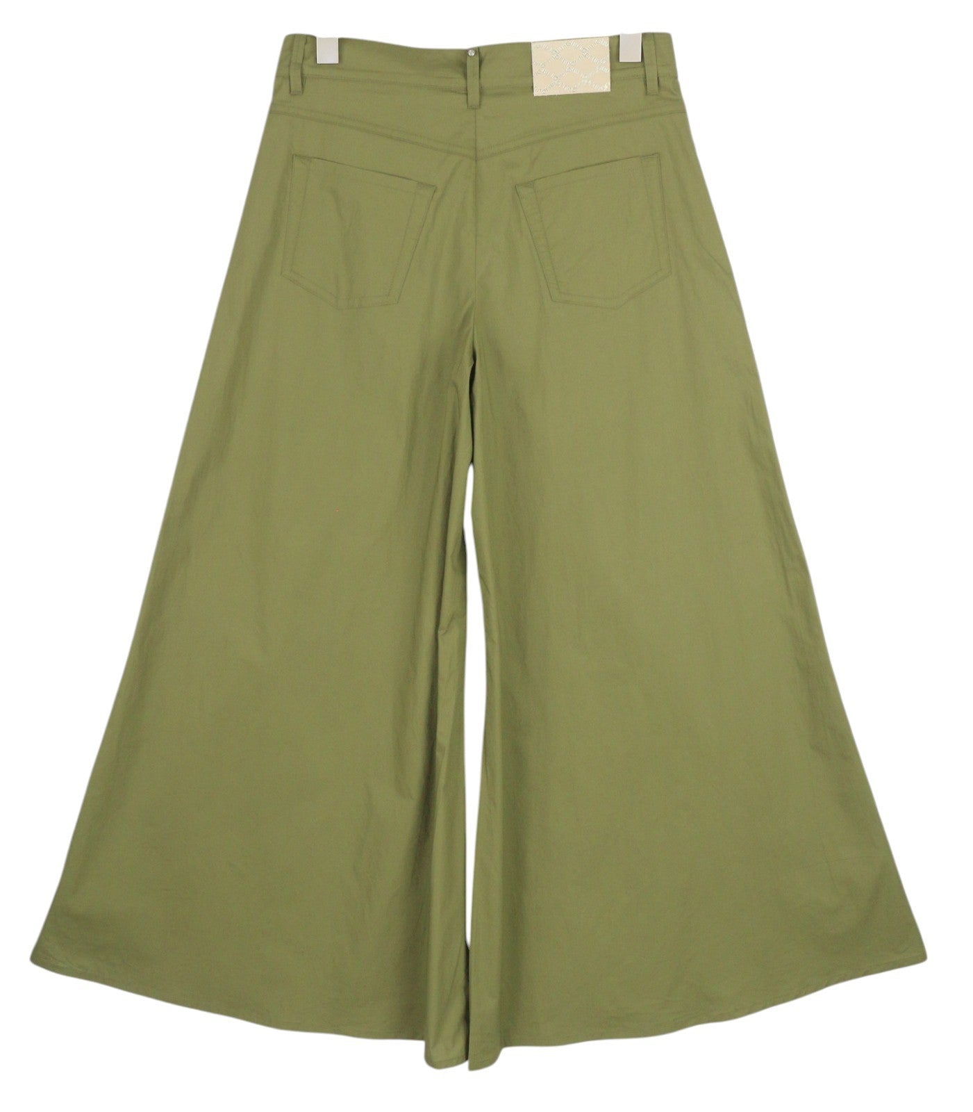 LIU JO Flare Utility Women's Trousers W30 Green Wide Leg Cargo Zip Fly