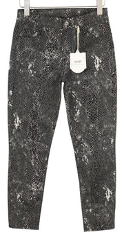 LIU JO Ideal Women's Trousers W28 Grey Skinny Fit Animal Print Ankle Zip