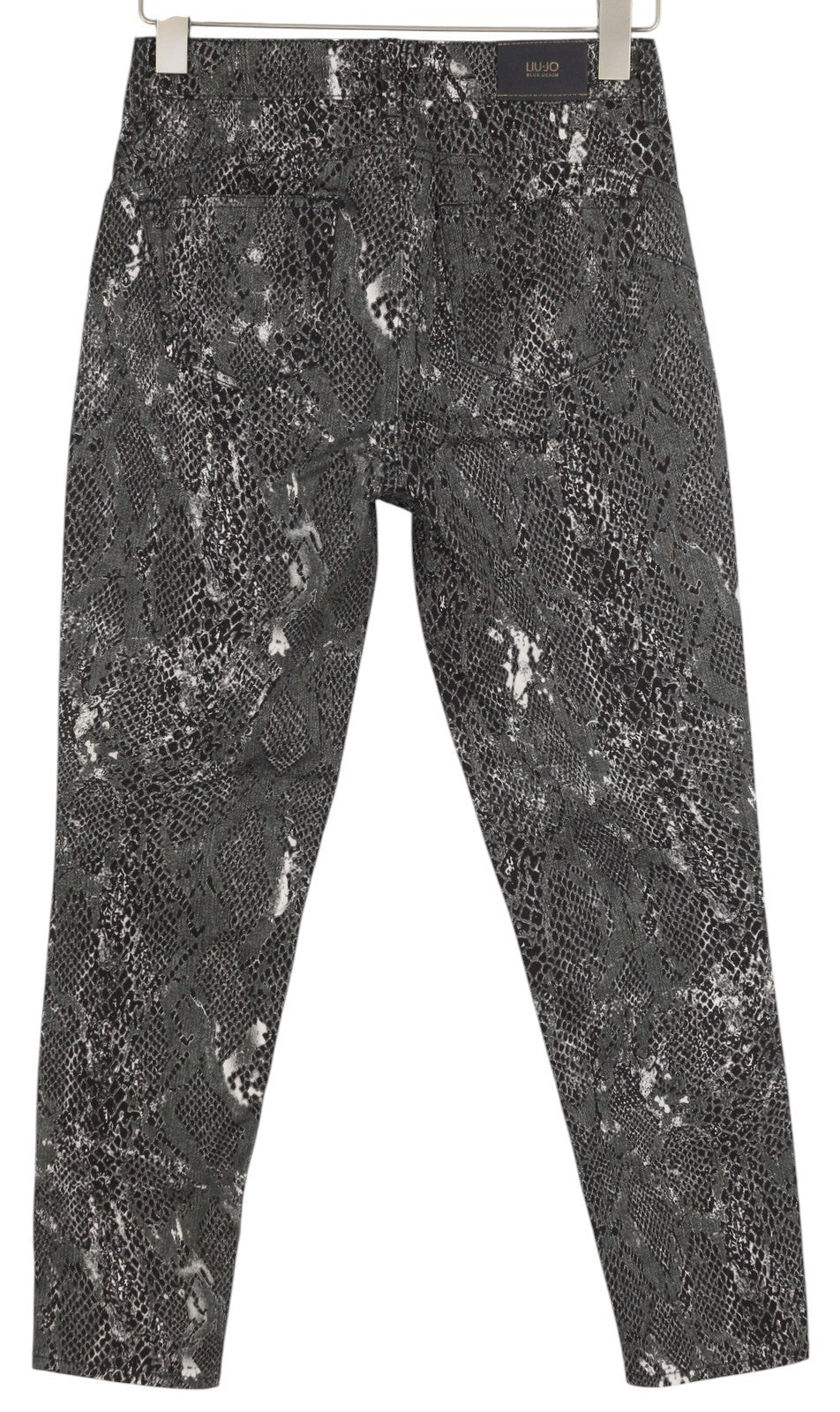 LIU JO Ideal Women's Trousers W28 Grey Skinny Fit Animal Print Ankle Zip