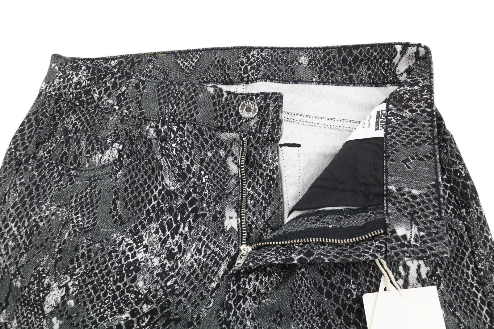 LIU JO Ideal Women's Trousers W28 Grey Skinny Fit Animal Print Ankle Zip