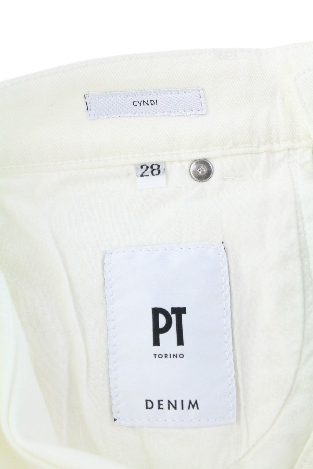 PT TORINO Cyndi Women's Jeans W28 White High Waist Flared Denim Logo