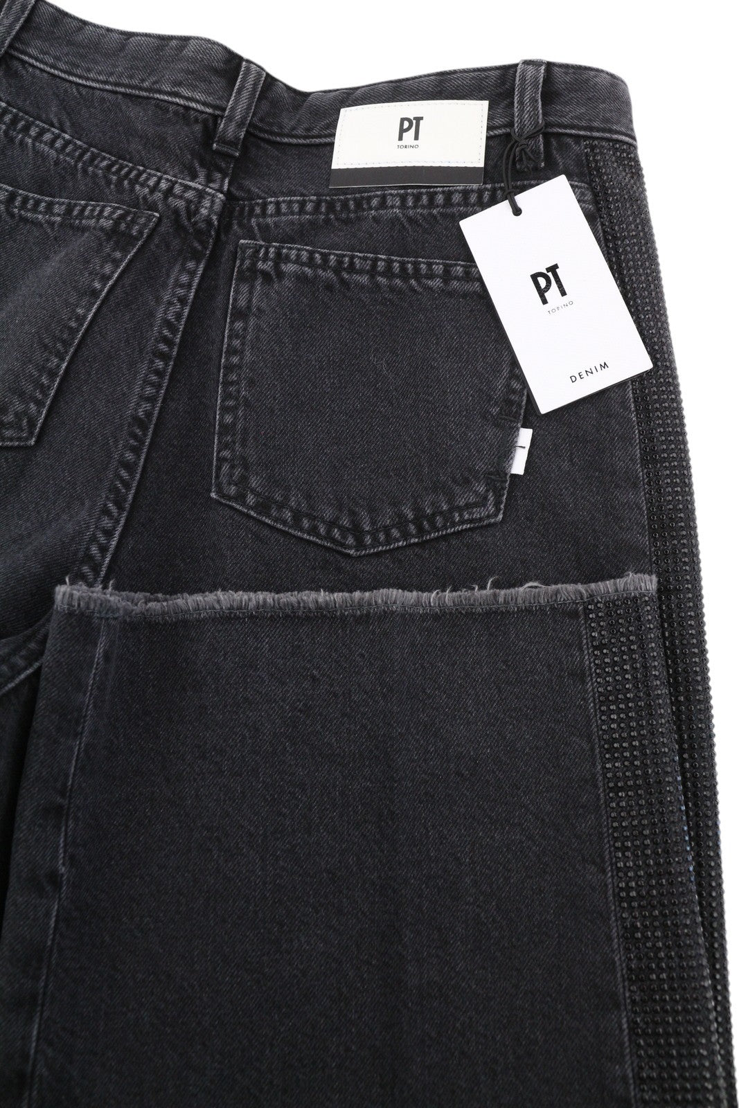 PT TORINO Tracy Women's Jeans W28 Black Straight Leg Ankle Rhinestones