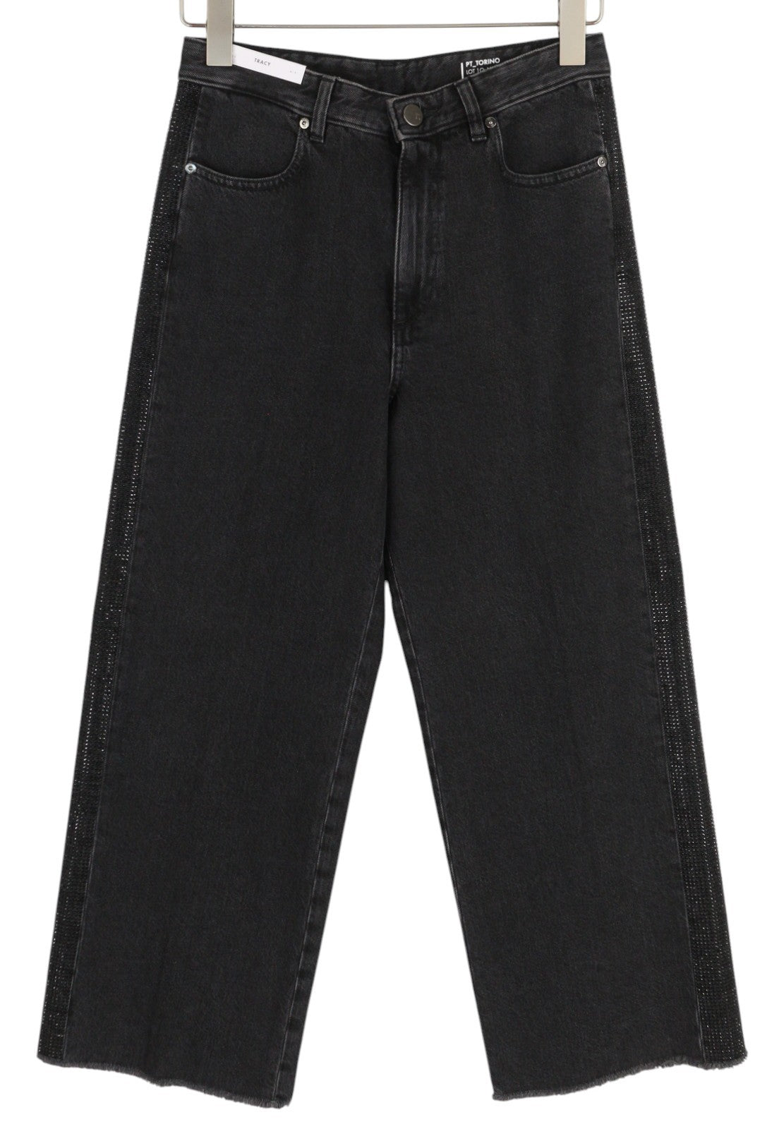 PT TORINO Tracy Women's Jeans W26 Black Straight Fit Rhinestone Detail