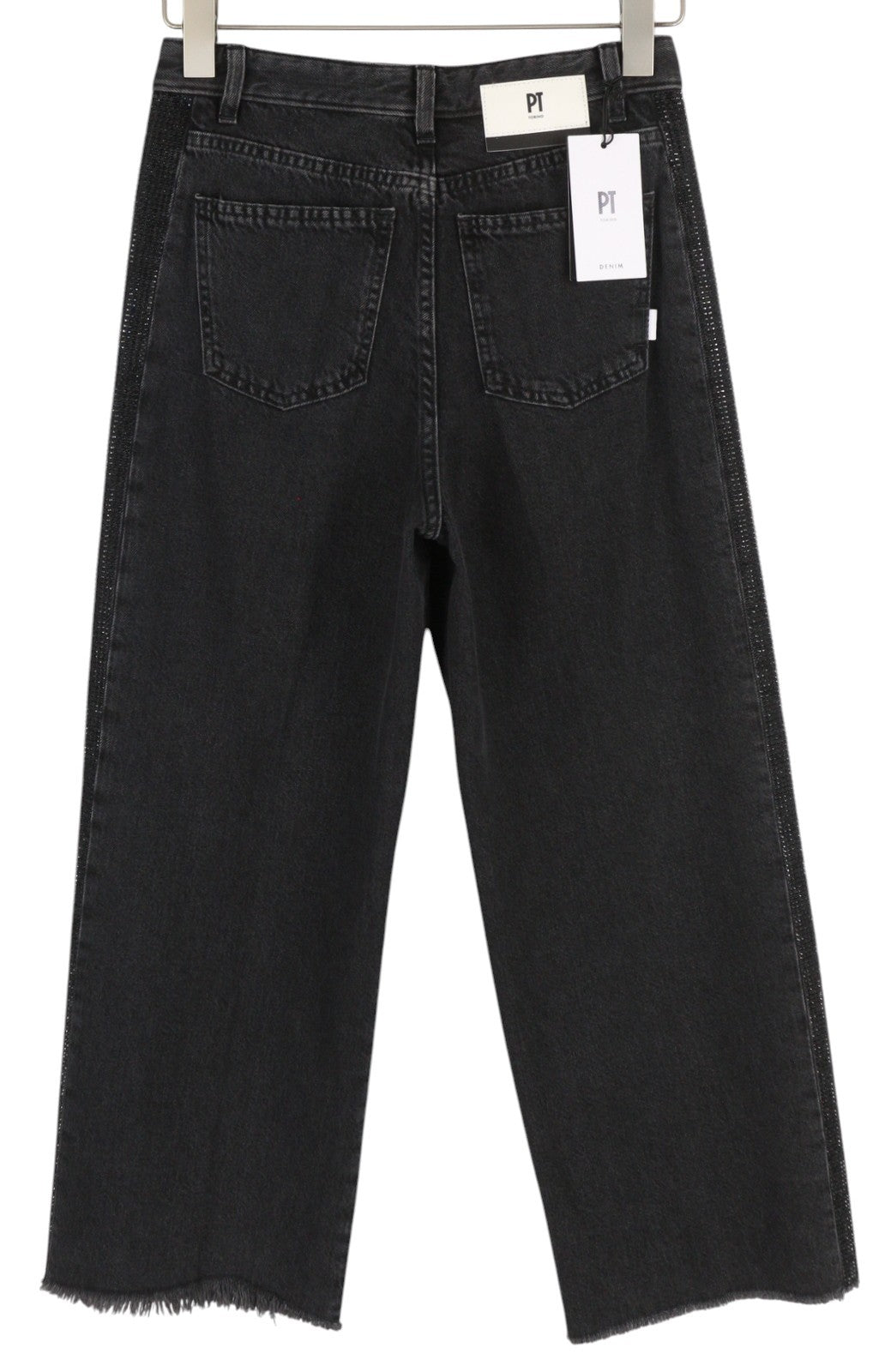 PT TORINO Tracy Women's Jeans W26 Black Straight Fit Rhinestone Detail