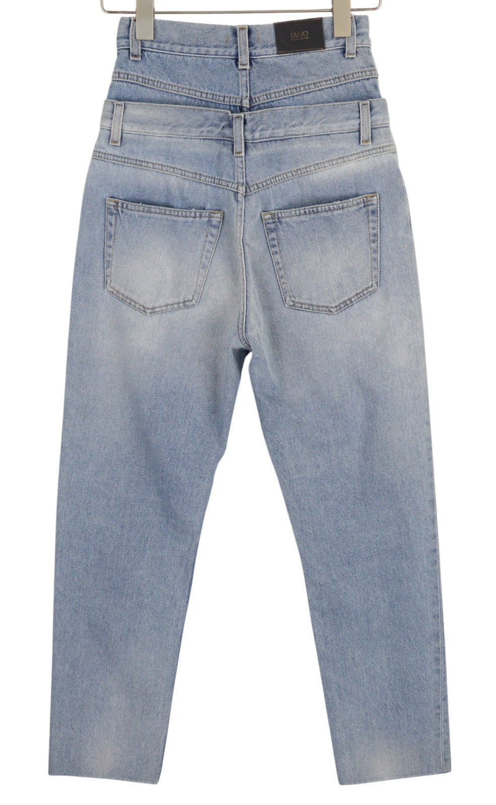 LIU JO Women's Jeans W28 Blue Washed Very High Waist Slim Button Fly