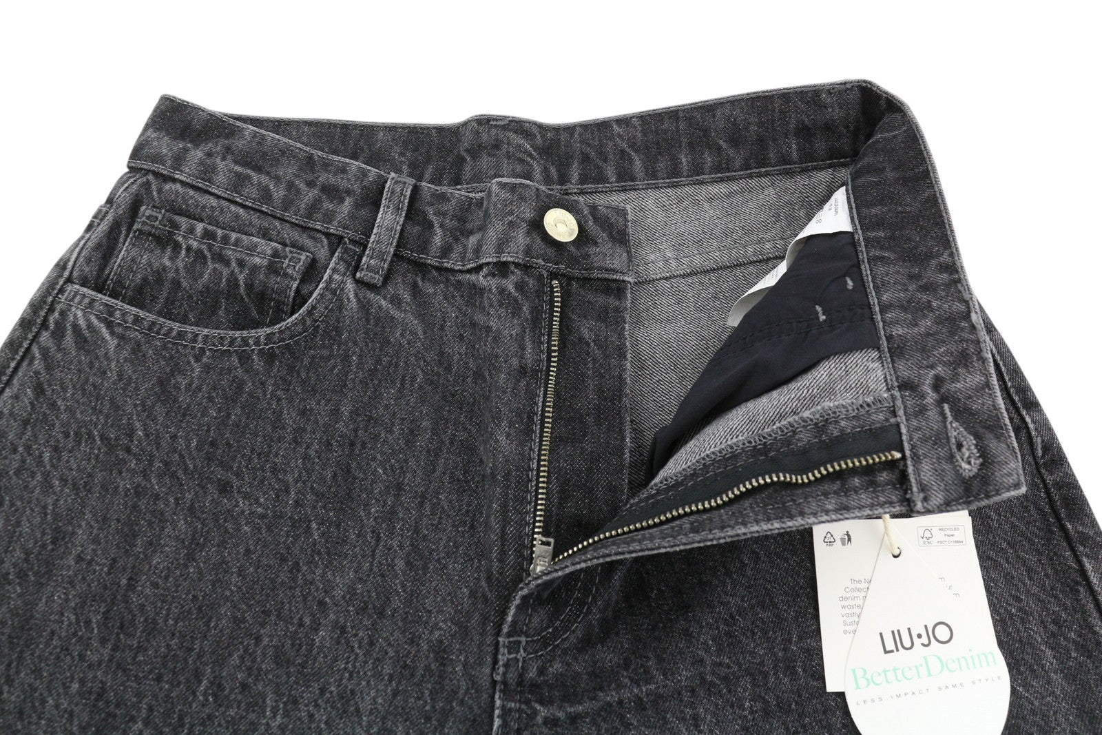 LIU JO Women's Jeans W28 Black Ripped Distressed Ankle Zip Denim