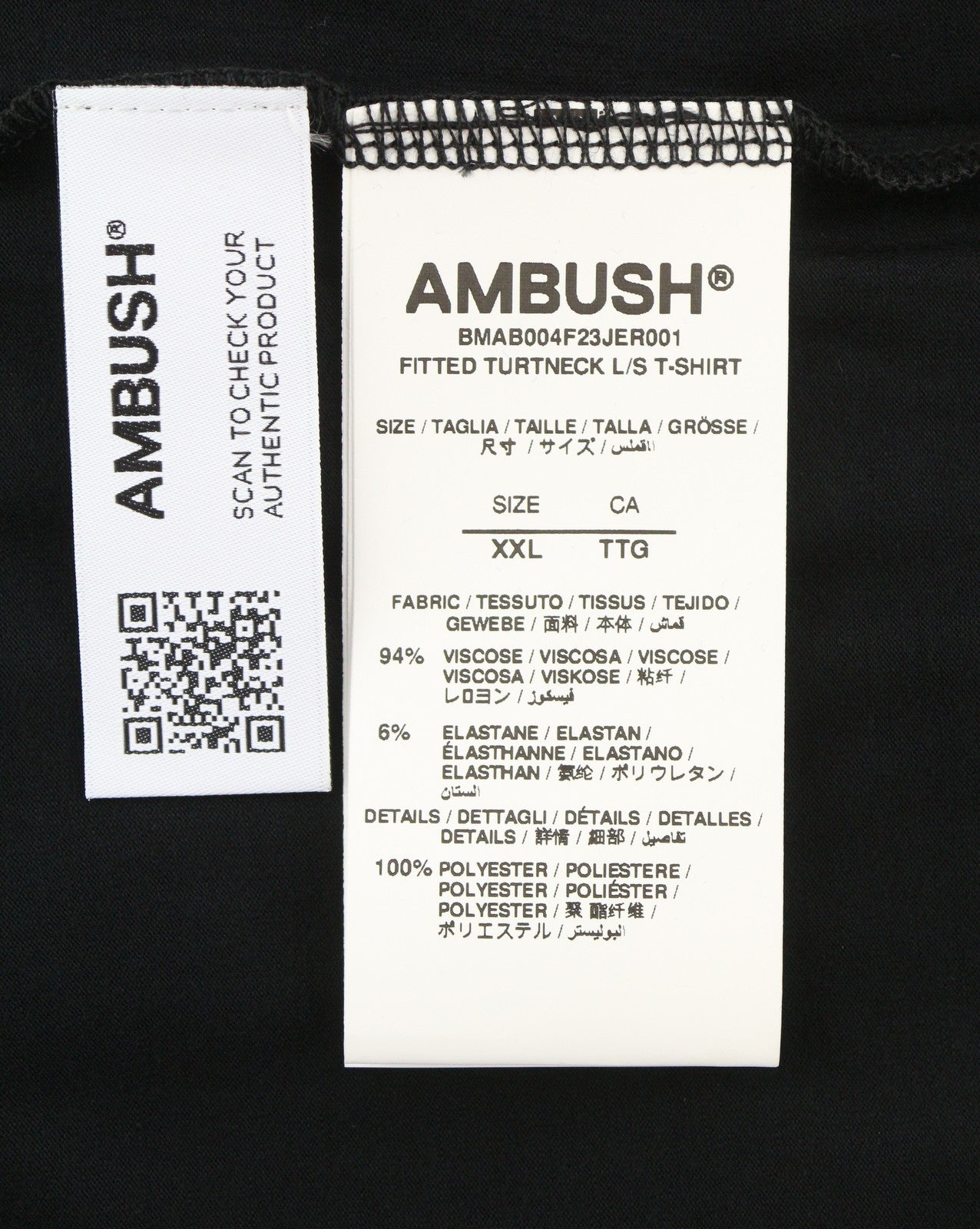 AMBUSH Fitted Turtleneck Tap Shoe Blanc Men T-Shirt 2XL Black Pullover RRP185