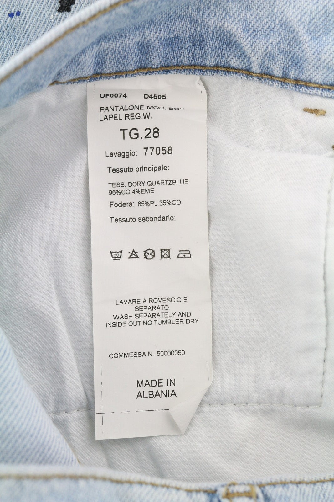 LIU JO Boy Lapel Women's Jeans W28 Blue Painted Washed Slim Fit Button Fly