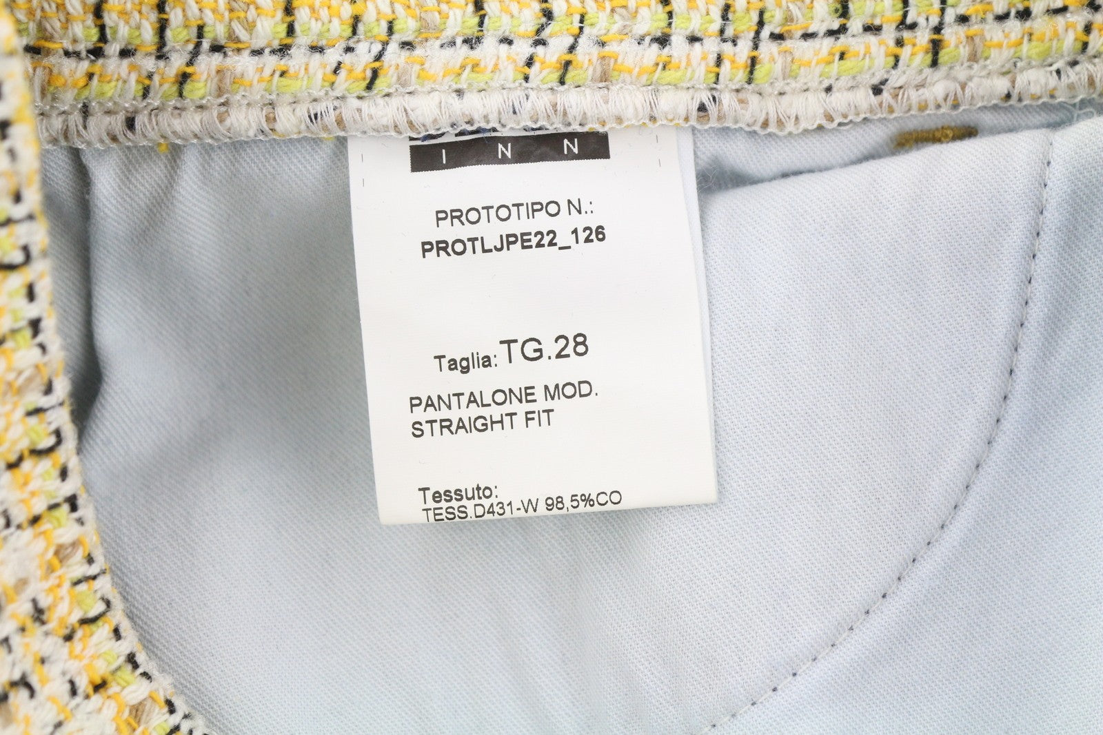 LIU JO Women's Jeans W28 Blue Straight Fit Tweed Hem Ankle Buttoned