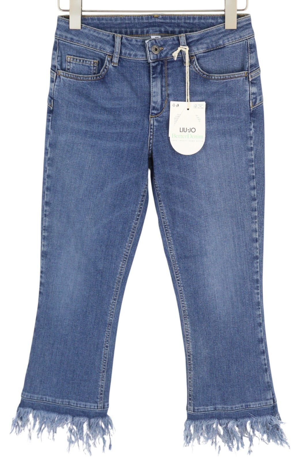 LIU JO Fly Women's Jeans W28 Blue Distressed Ripped Washed Ankle Zip