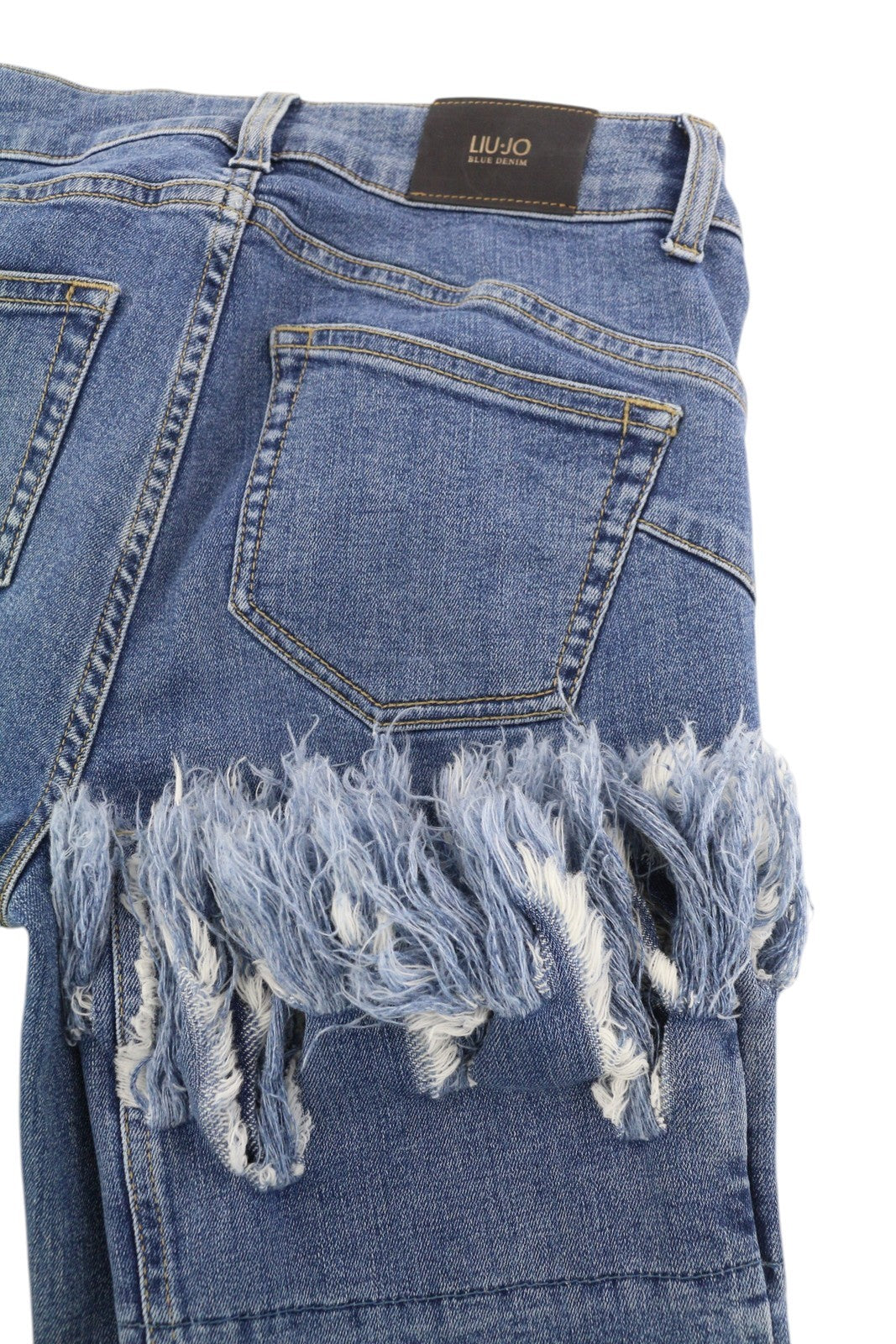 LIU JO Fly Women's Jeans W28 Blue Ripped Distressed Washed Ankle Zipper