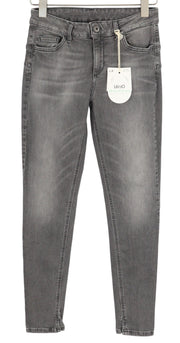 LIU JO Women's Jeans W28 Grey Skinny Fit High Waist Washed Ankle