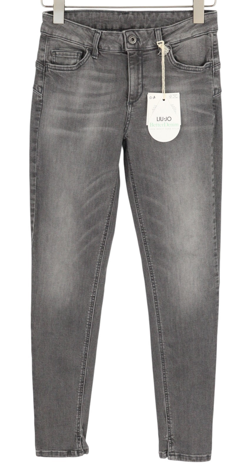 LIU JO Women's Jeans W28 Grey Skinny Fit High Waist Washed Ankle