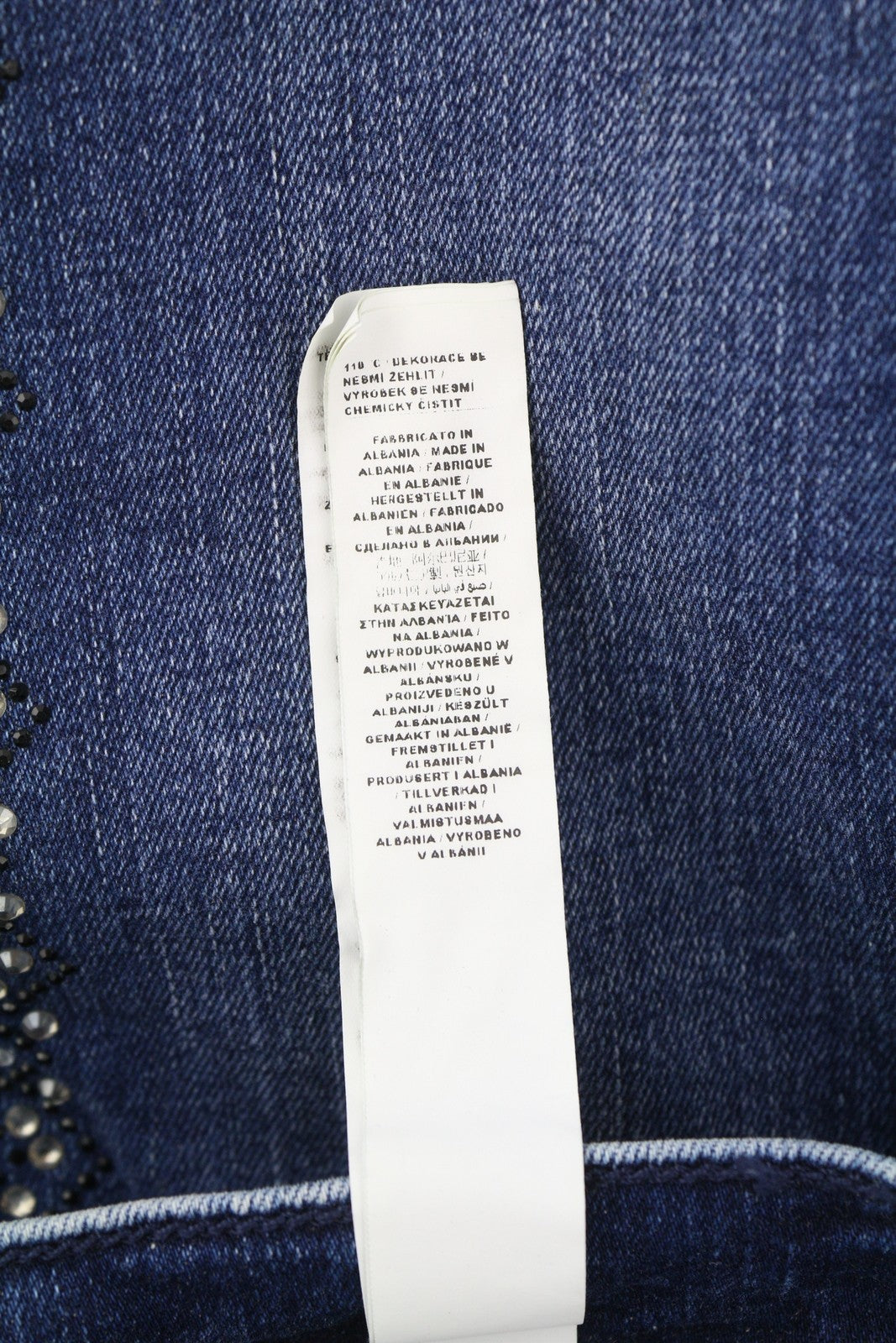 LIU JO Women's Jeans W27 Blue Skinny Fit Rhinestones Washed Ankle