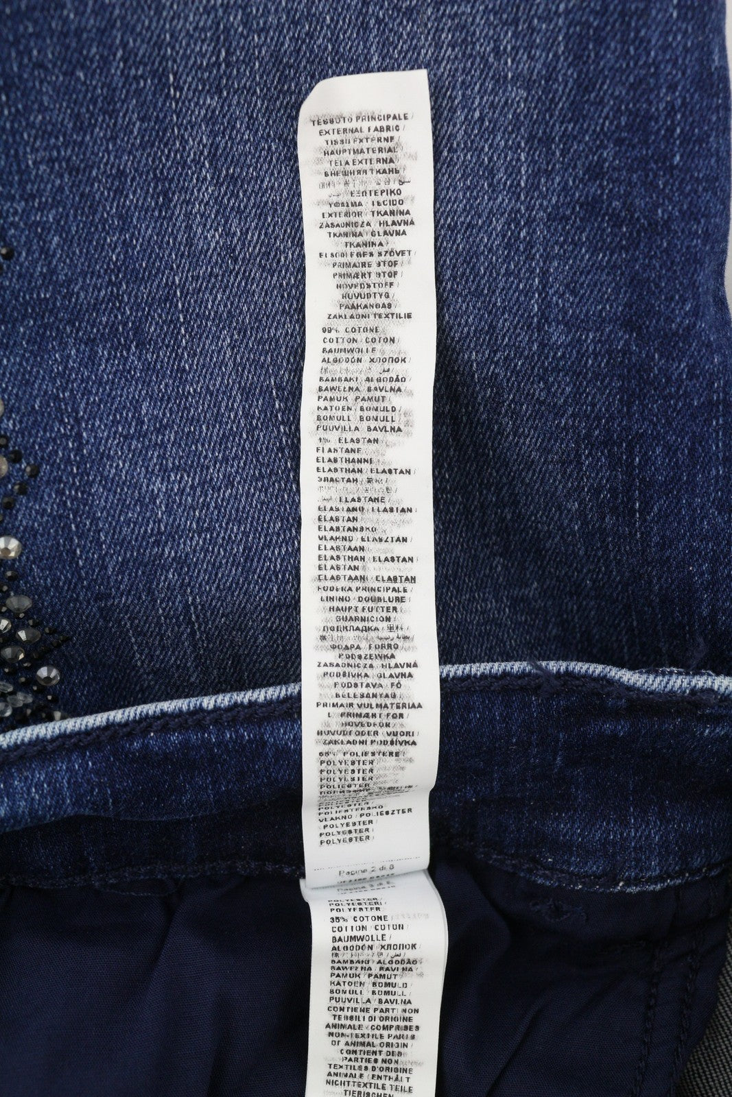 LIU JO Women's Jeans W27 Blue Skinny Fit Rhinestones Washed Ankle