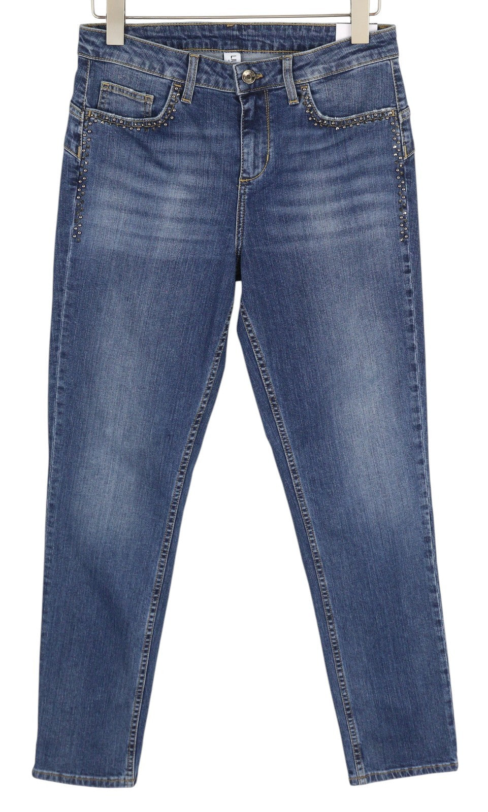 LIU JO Precious Women's Jeans W28 L30 Blue Washed Rhinestone Bottom Up