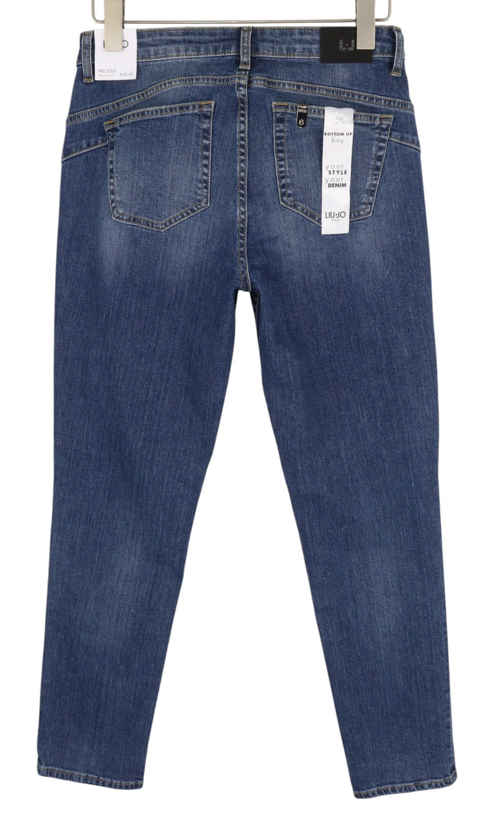 LIU JO Precious Women's Jeans W28 L30 Blue Washed Rhinestone Bottom Up