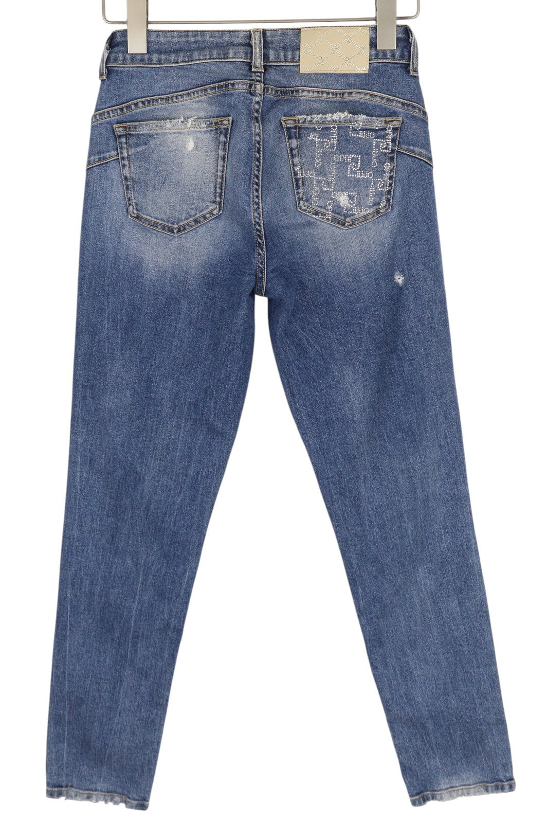 LIU JO Ideal Women's Jeans W28 Blue Rhinestone Distressed Skinny Fit