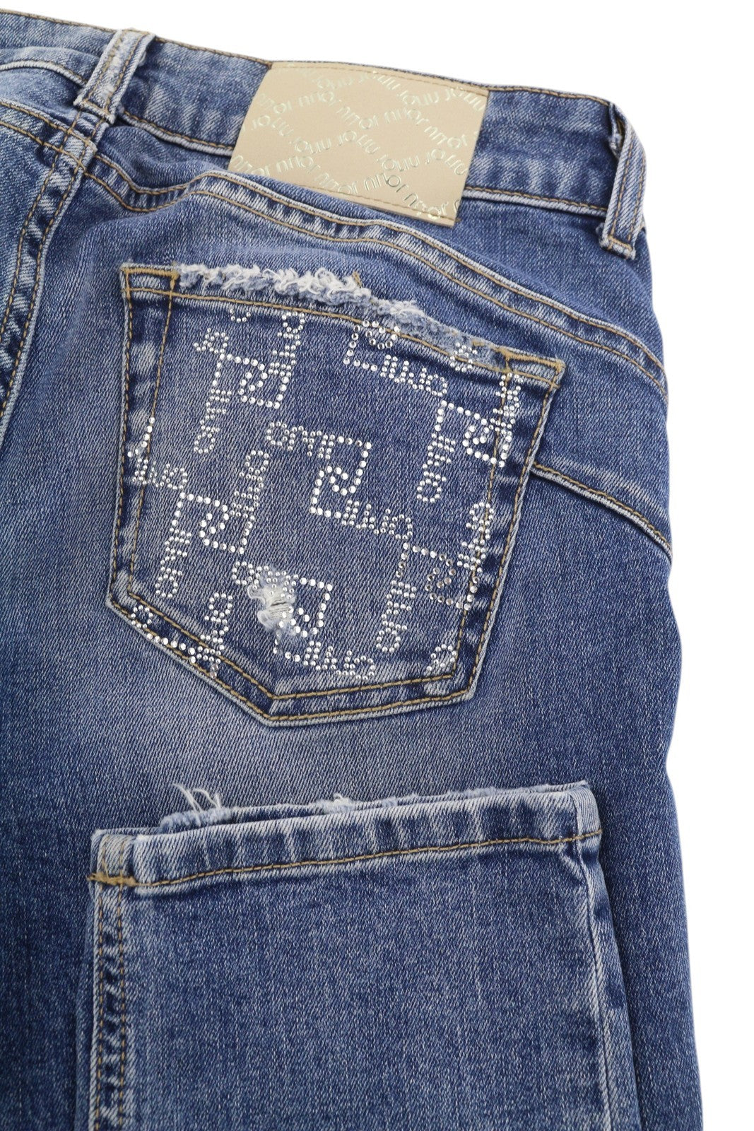 LIU JO Ideal Women's Jeans W28 Blue Rhinestone Distressed Skinny Fit