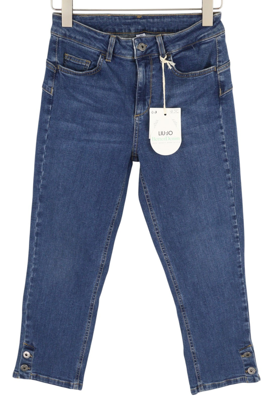 LIU JO Women's Jeans W29 Blue Washed Stretch Capri High Waist Regular