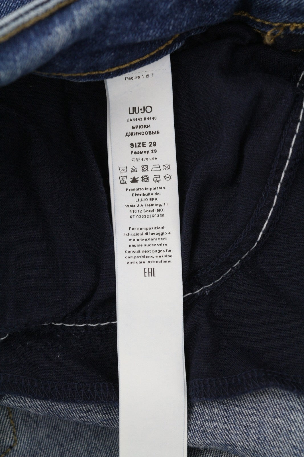 LIU JO Women's Jeans W29 Blue Washed Stretch Capri High Waist Regular