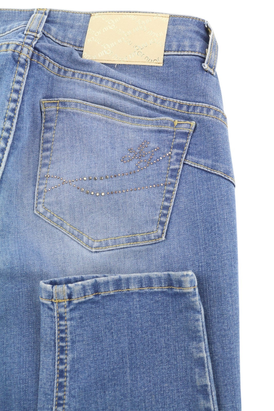 LIU JO Divine Women's Jeans W28 Blue Skinny Rhinestone Zip Fly Washed