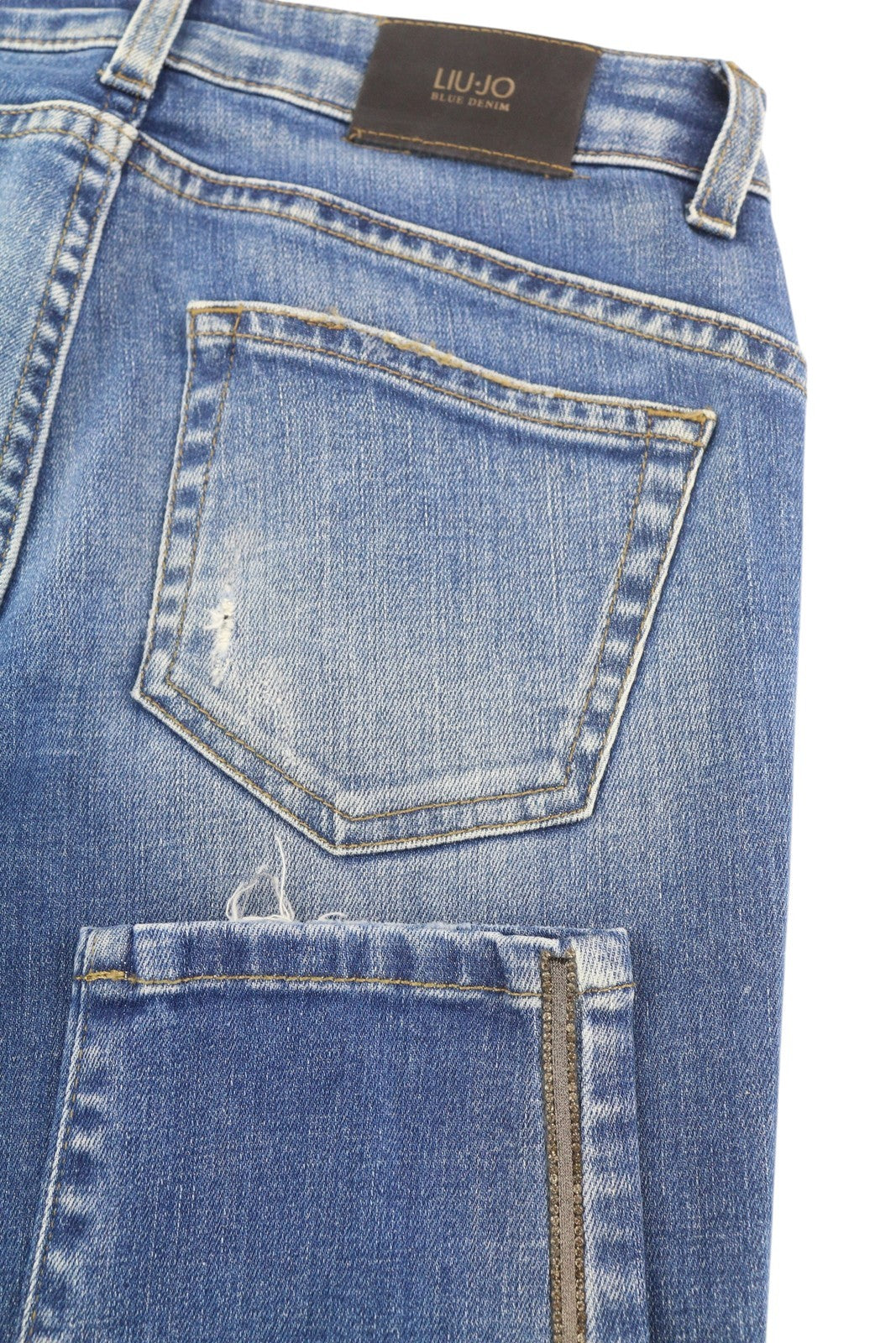 LIU JO Evita Women's Jeans W28 Blue Ripped Skinny Washed Logo Fit