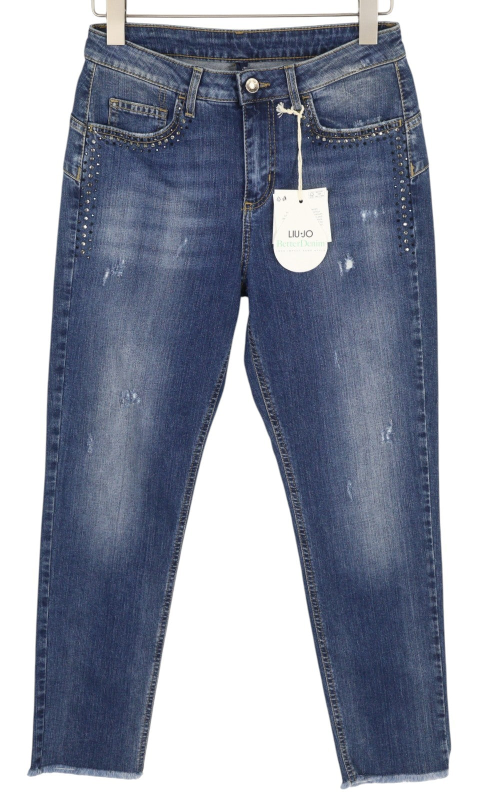 LIU JO Cute Women's Jeans W28 Blue Ripped Distressed Skinny Ankle Fit
