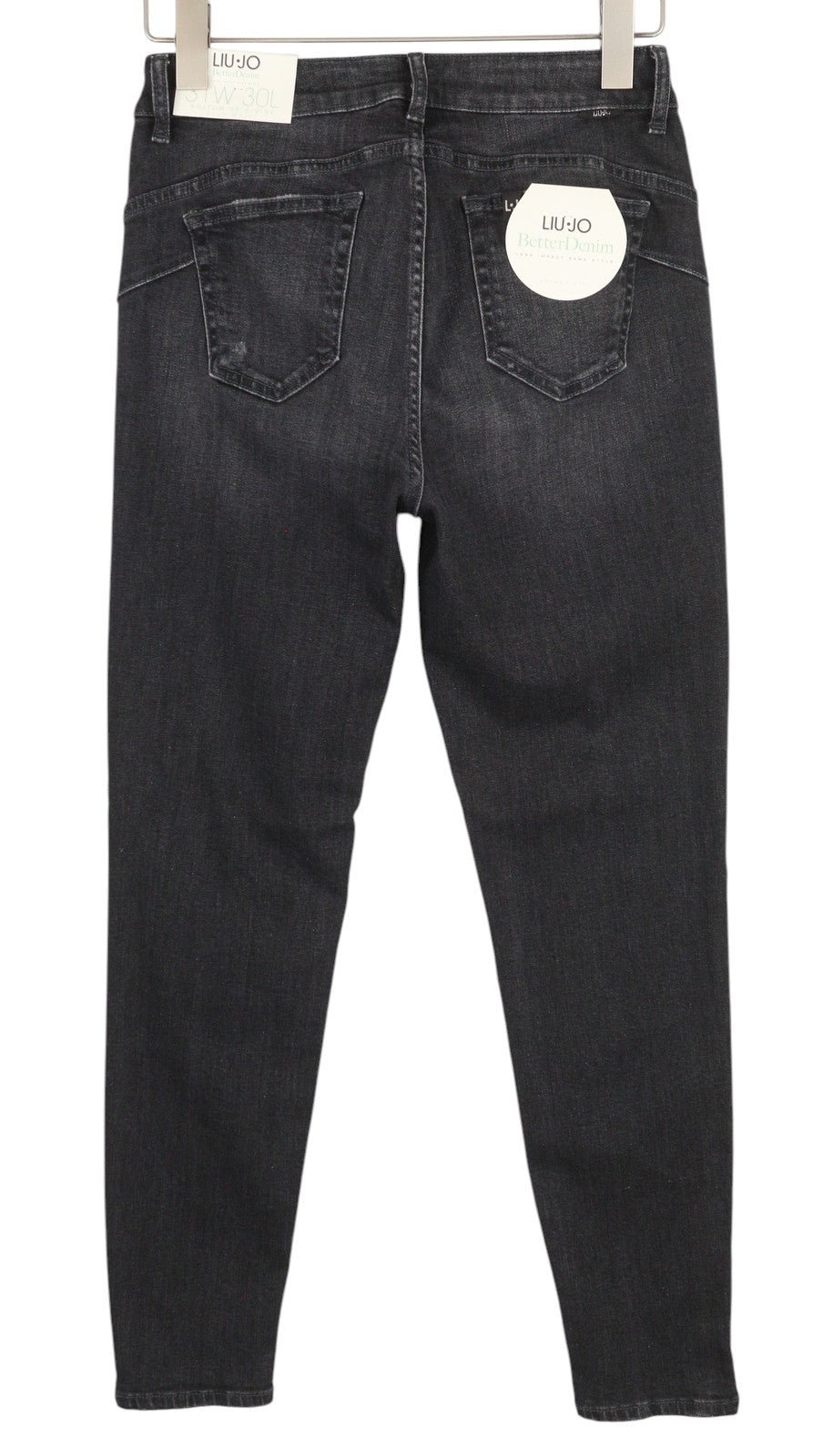 LIU JO Women's Jeans W31 L30 Black Washed Ripped Skinny Fit Logo