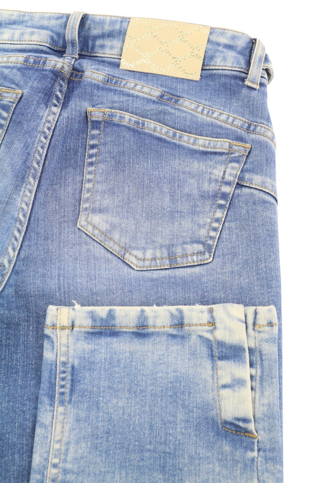 LIU JO Women's Jeans W30 L28 Blue Washed Belted Split Hem Zip Fly Slim