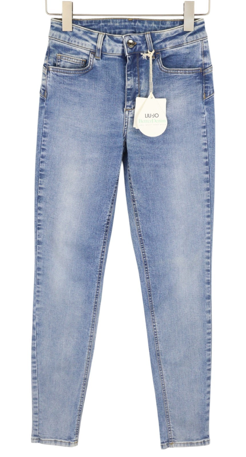 LIU JO Women's Jeans W28 Blue Skinny Washed High Waist Zip Fly Pockets