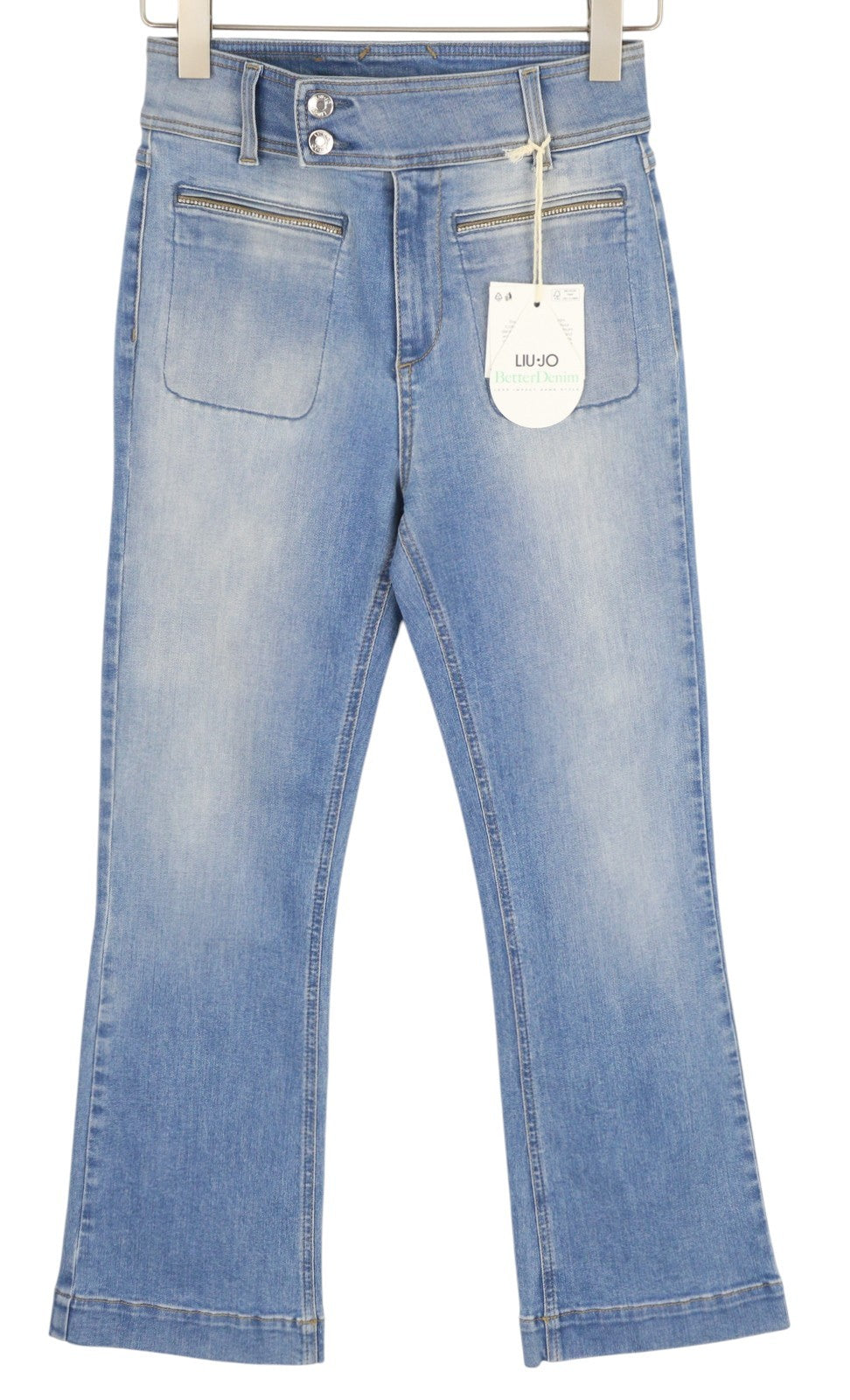 LIU JO Boot Cut Cropped Women's Jeans W28 Blue Washed High Waist Zip