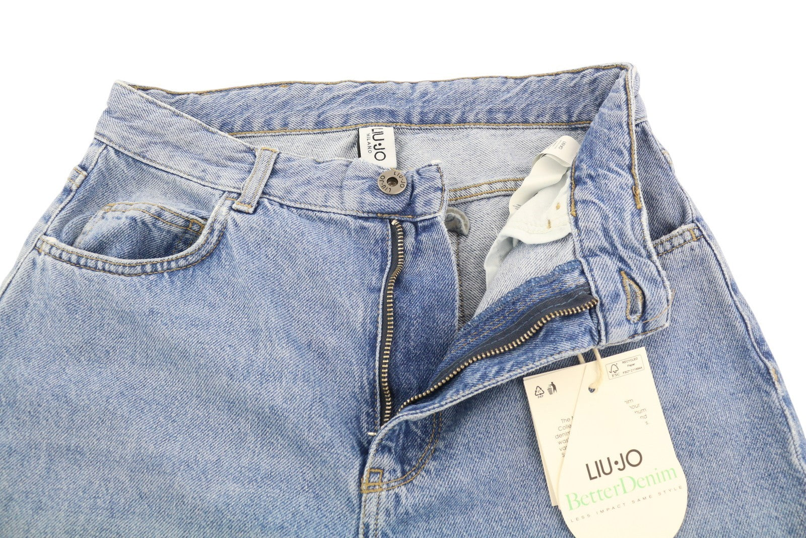 LIU JO Women's Jeans W28 Blue Ripped Distress High Waist Slim Cropped