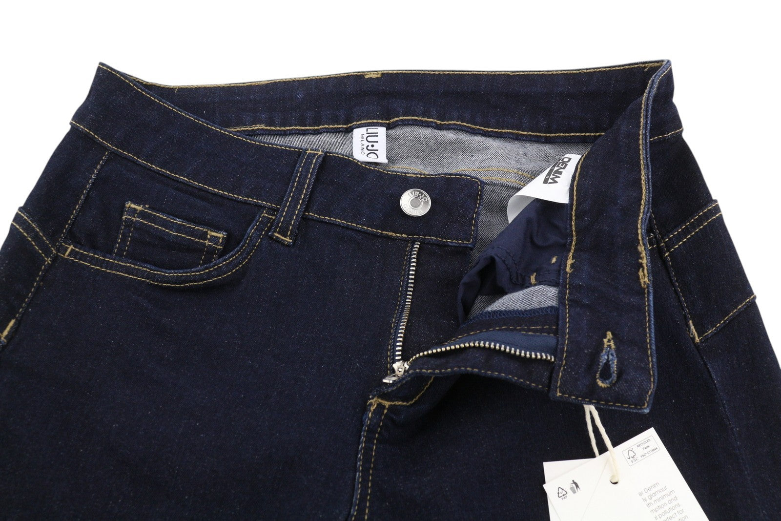 LIU JO Magnetic Women's Jeans W28 Dark Blue Skinny Zip Fly Pockets Logo