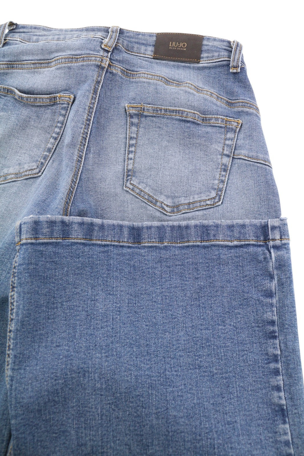 LIU JO Flare Pock Women's Jeans W28 Blue Washed Patch Pocket High Waist