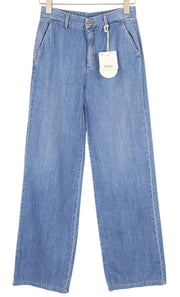 LIU JO Women's Jeans W27 Light Blue Straight Fit Zip Fly High Waist Logo