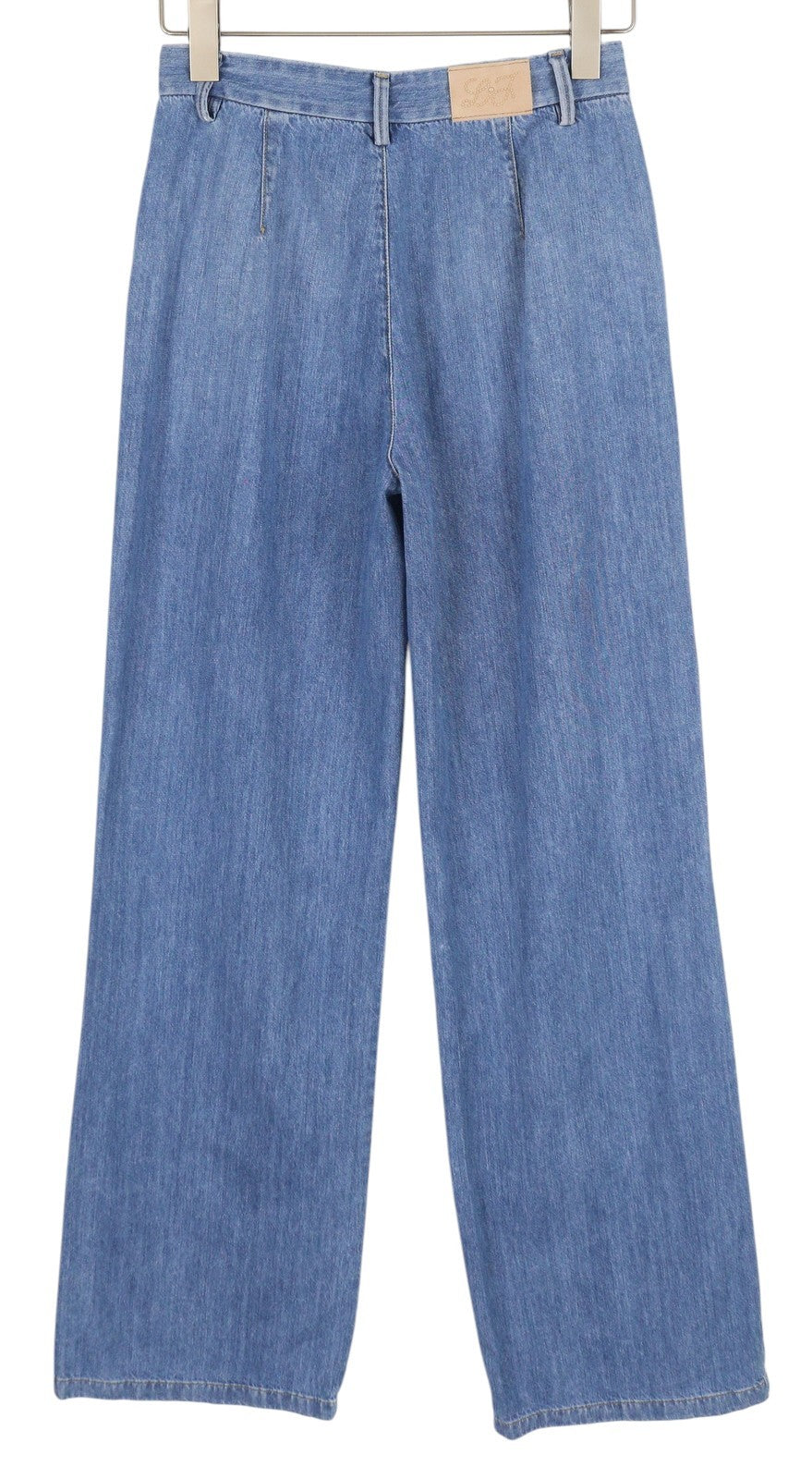 LIU JO Women's Jeans W27 Light Blue Straight Fit Zip Fly High Waist Logo